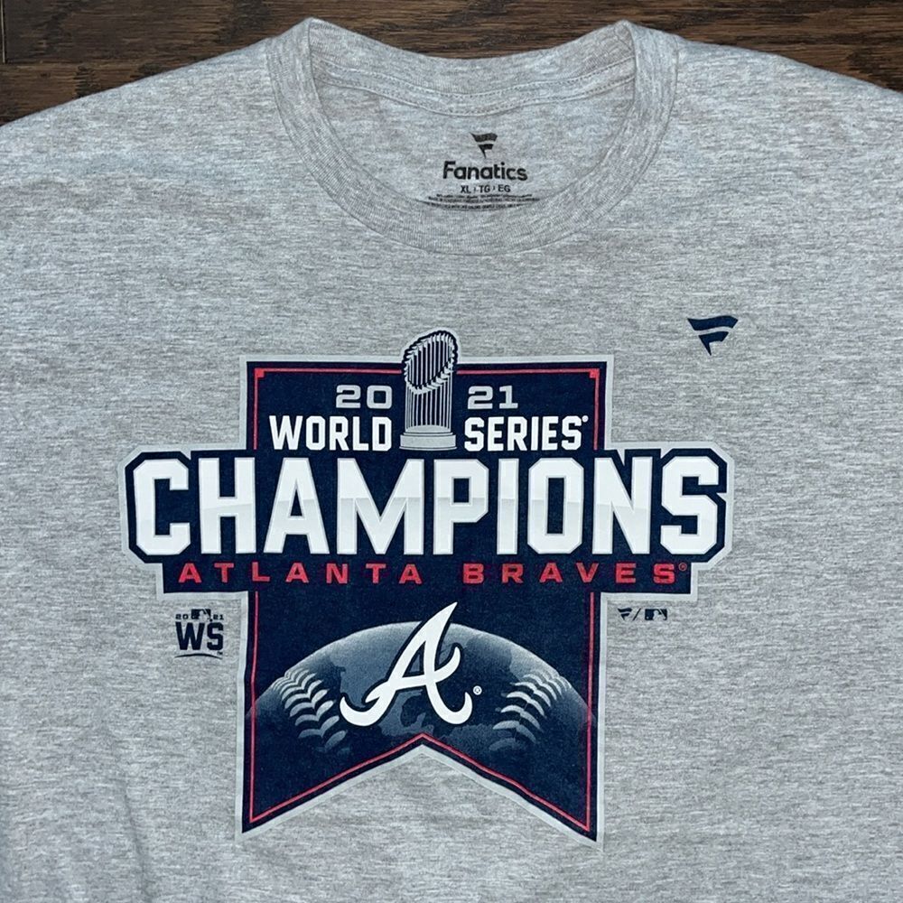 2021 Atlanta Braves World Series Champions Fanatics Baseball T shirt XL Soler!!